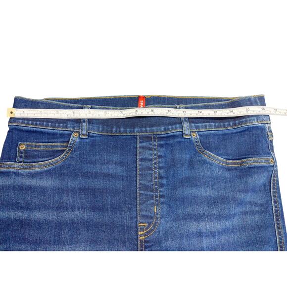 Spanx Flare Jeans High Waist Slim Fit Stretch Midnight Shade Blue Womens Size L - Picture 7 of 9